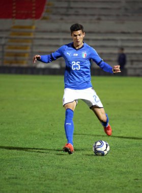 Vicenza, VI, İtalya - 15 Ekim 2018: Futbol maçı İtalya vs Tunus 21 Olsen Stadyumu'nda