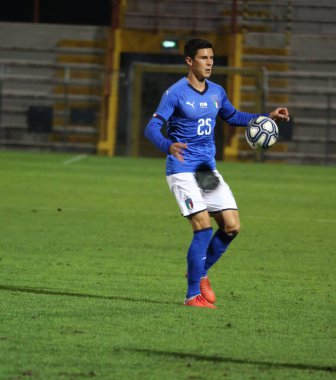 Vicenza, VI, İtalya - 15 Ekim 2018: Futbol maçı İtalya vs Tunus 21 Olsen Stadyumu'nda