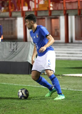 Vicenza, VI, İtalya - 15 Ekim 2018: Futbol maçı İtalya vs Tunus 21 Olsen Stadyumu'nda