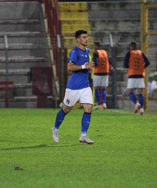 Vicenza, VI, İtalya - 15 Ekim 2018: Futbol maçı İtalya vs Tunus 21 Olsen Stadyumu'nda