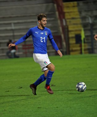 Vicenza, VI, İtalya - 15 Ekim 2018: Futbol maçı İtalya vs Tunus 21 Olsen Stadyumu'nda