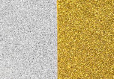 Işıldayan ışıltının arka planı. Yarı altın, yarı gümüş. Dekorasyon için ideal.