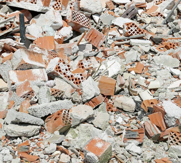 Muchos Escombros Ladrillos Una Casa Demolida — Foto de Stock