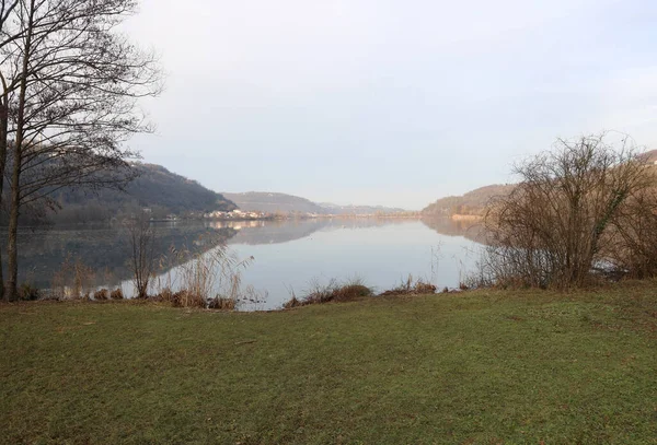 Paesaggio Del Laghetto Chiamato Lago Fimon Lingua Italiana Italia Inverno — Foto Stock