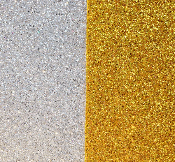 Fundo Brilhante Glitter Cintilante Metade Ouro Metade Prata Ideal Para — Fotografia de Stock