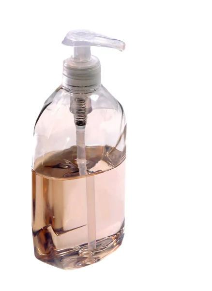 Plastic Dispenser Antibacterial Gel Disinfection White Background — Stock Photo, Image