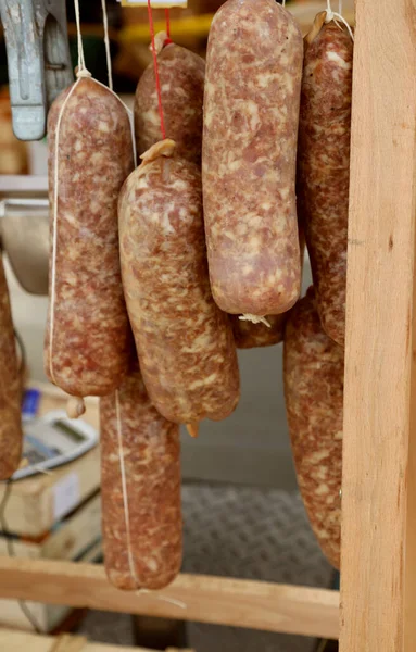 Linguiça Porco Longa Para Venda Chamado Cotechino Língua Italiana — Fotografia de Stock