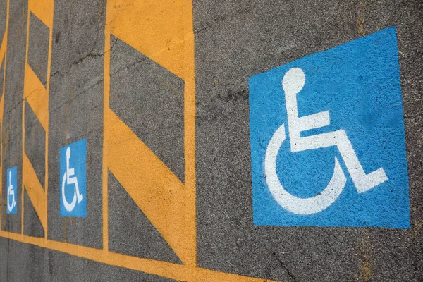 Parking Space Reserved Disabled People Large Colored Pictogram Asphalt — Stock Photo, Image