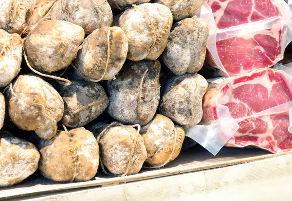 Charcuterie Charcuterie Vendre Sur Marché Étal — Photo