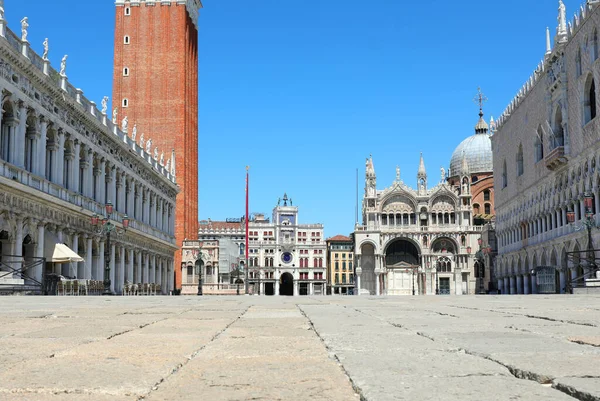 Lege Plein Van Venetië Noord Italië Zonder Mensen Veroorzaakt Lockdown — Stockfoto