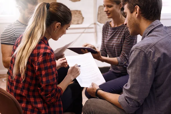 business team during brainstorming discussion