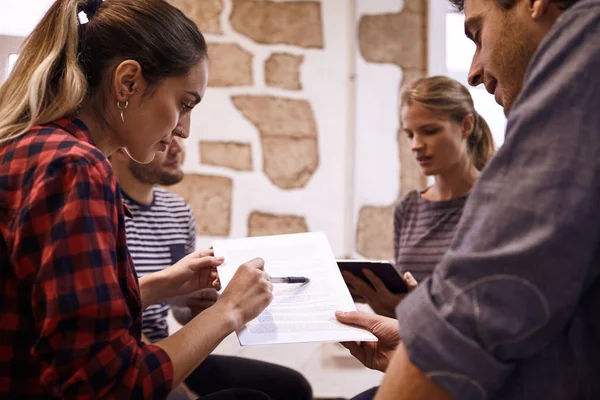 business team during brainstorming discussion