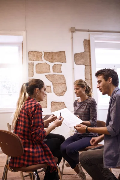 business team during brainstorming discussion