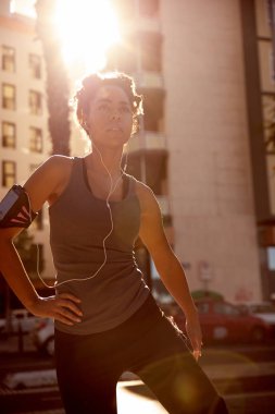 Kadın jogger bacak germe