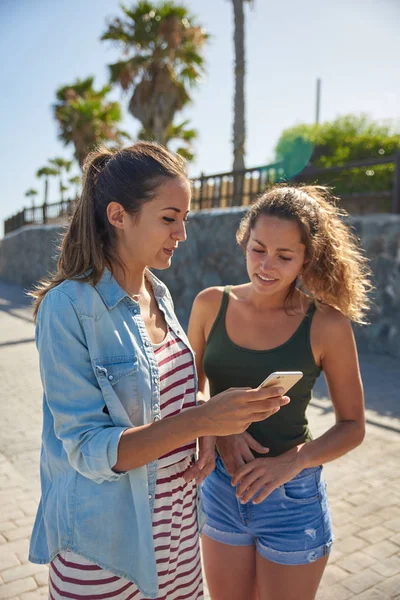 Due giovani donne che guardano il cellulare — Foto Stock
