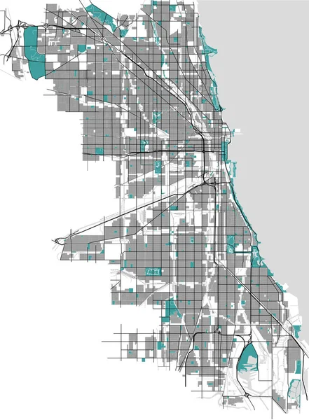 Mapa da cidade de Chicago, EUA —  Vetores de Stock