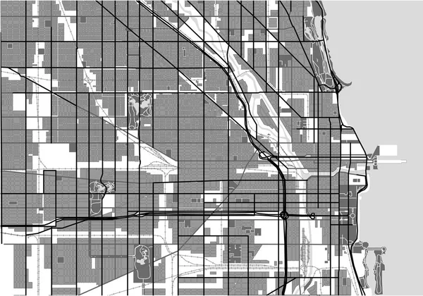 Mapa de la ciudad de Chicago, Estados Unidos — Vector de stock