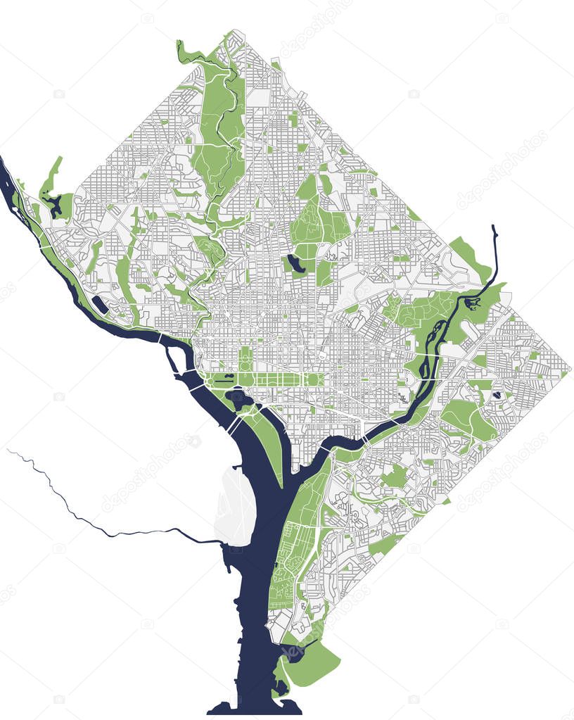 map of the city of Washington, D.C., USA