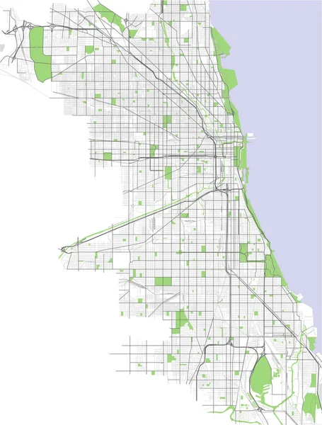 Mapa de la ciudad de Chicago, Estados Unidos — Archivo Imágenes Vectoriales