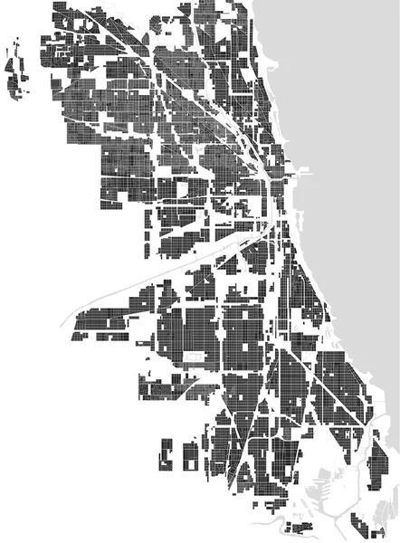 Mapa da cidade de Chicago, EUA —  Vetores de Stock