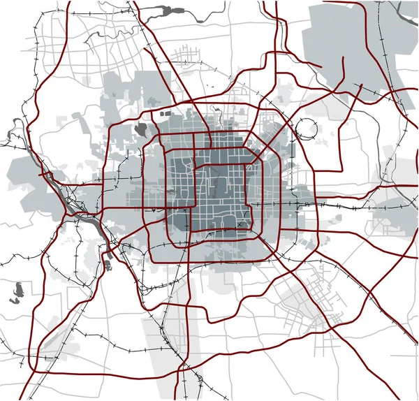 Carte de la ville de Pékin, Chine — Image vectorielle