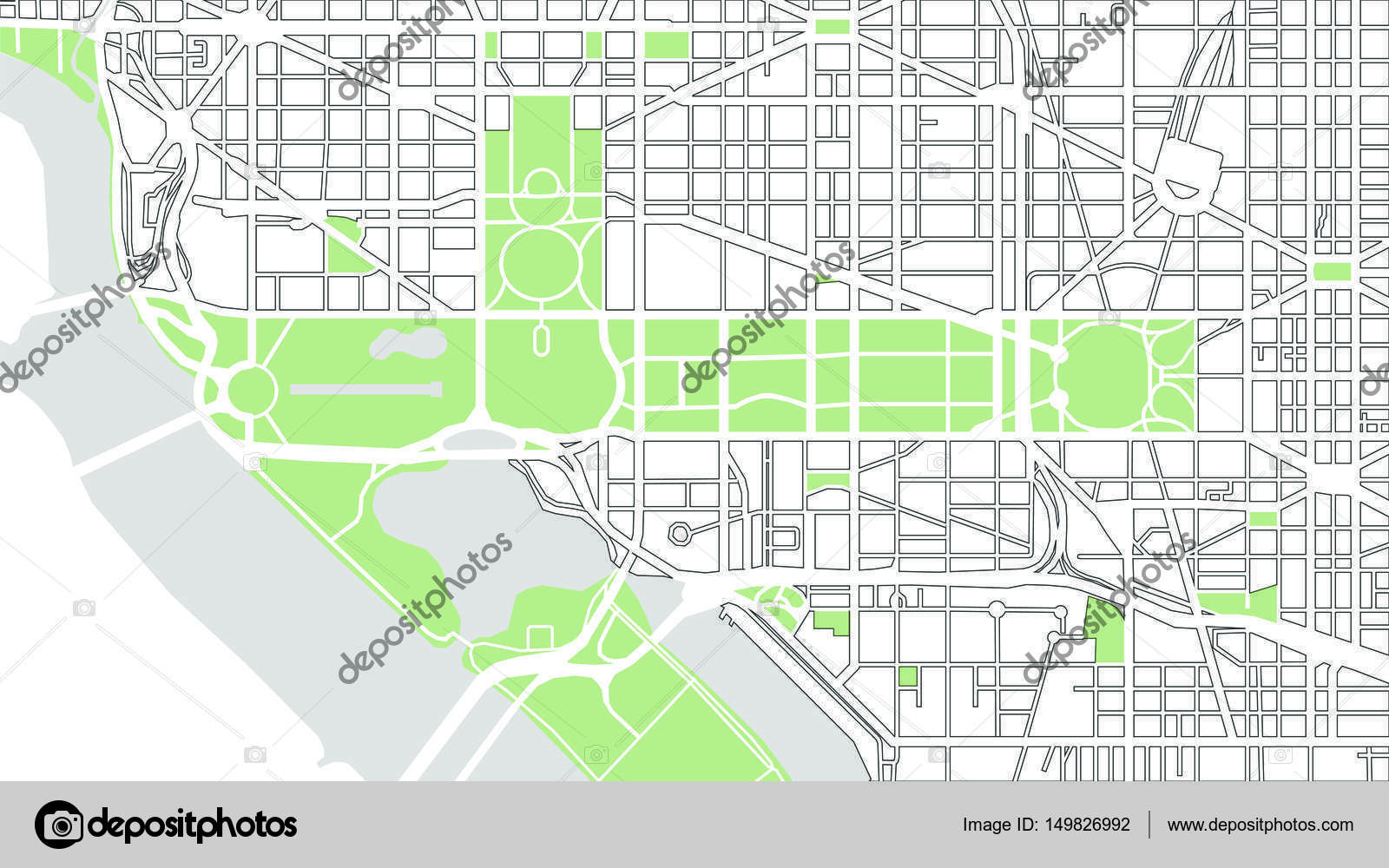 Mapa de la ciudad de Washington, D.C., EE.UU.: fotografía de stock ...