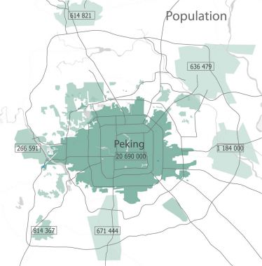 Pekin nüfus, Çin şehir haritası