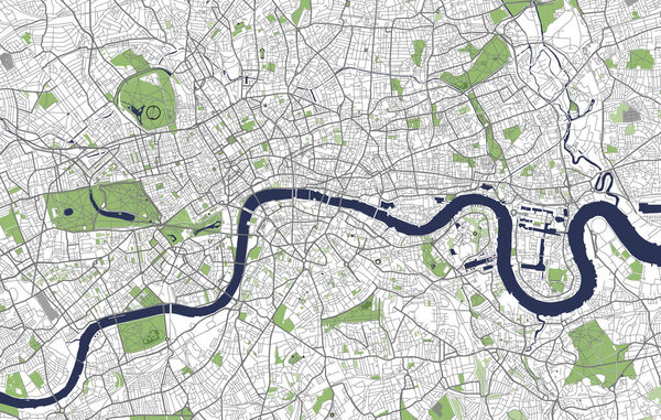 map of the city of London, Great Britain