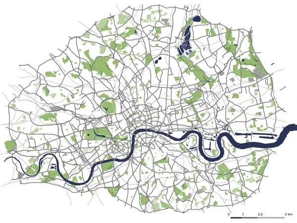 Χάρτης της πόλης του Λονδίνου, Μεγάλη Βρετανία — Διανυσματικό Αρχείο