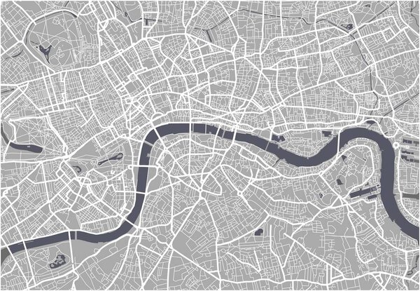 map of the city of London, Great Britain