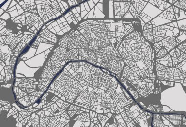Fransa 'nın Paris şehrinin haritası