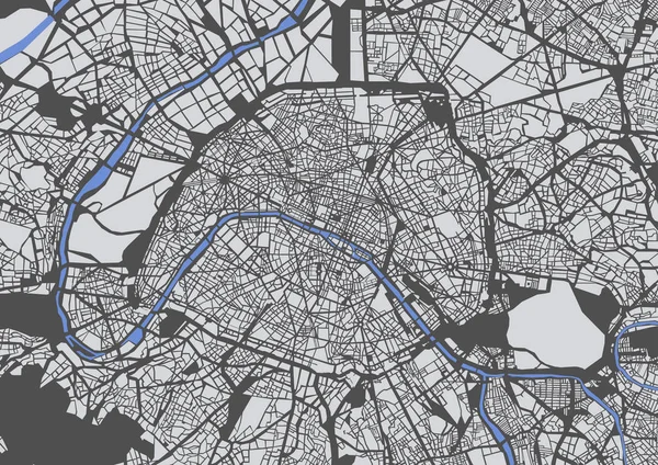Karta över staden Paris, Frankrike — Stock vektor