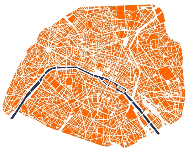 Mapa de la ciudad de París, Francia — Vector de stock