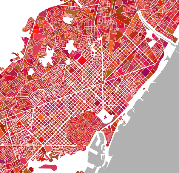 Barcelona, İspanya şehir haritası — Stok Vektör