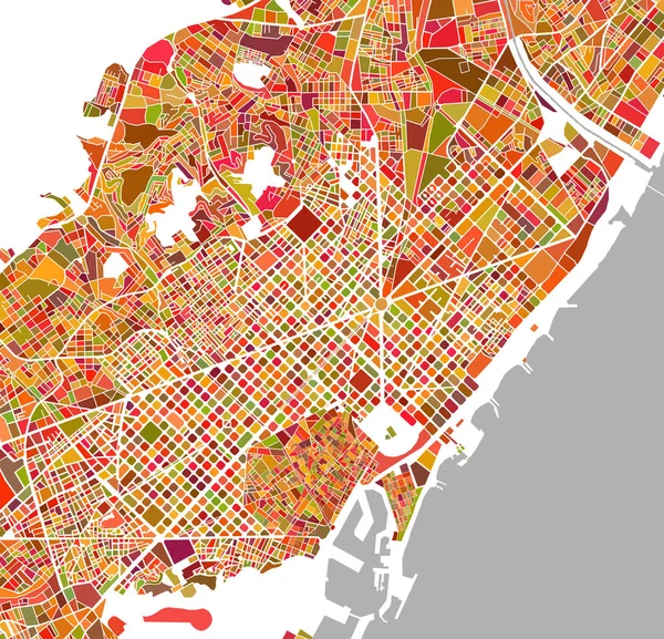 Χάρτης της πόλης της Βαρκελώνης, Ισπανία — Διανυσματικό Αρχείο