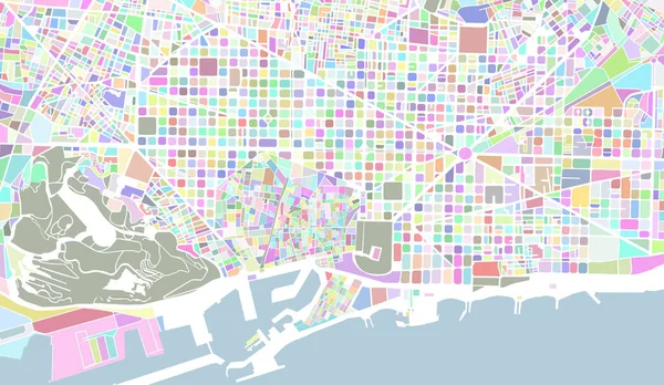 Mappa della città di Barcellona, Spagna — Vettoriale Stock
