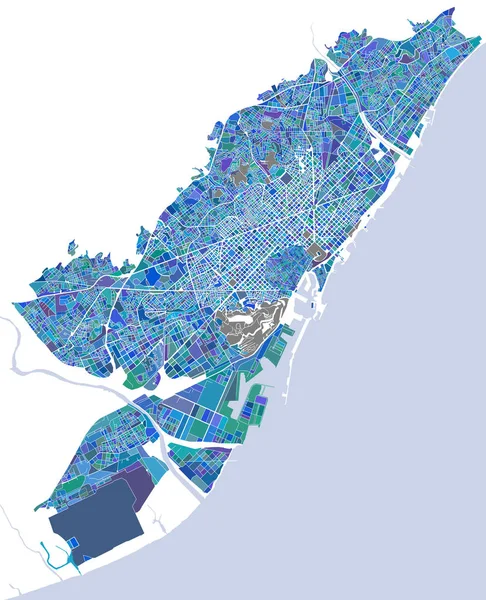 Mappa della città di Barcellona, Spagna — Vettoriale Stock