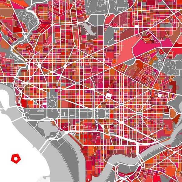 Mapa de la ciudad de Washington, D.C., EE.UU. — Archivo Imágenes Vectoriales