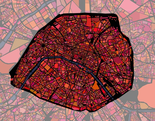 Karte der Stadt Paris, Frankreich — Stockvektor