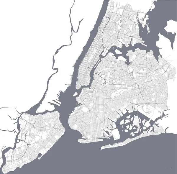 Mapa da Cidade de Nova Iorque, NY, Estados Unidos da América — Vetor de Stock