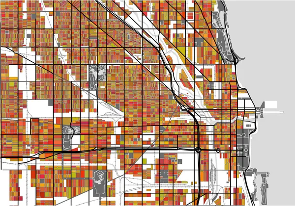 미국 시카고의 도시 지도 — 스톡 벡터