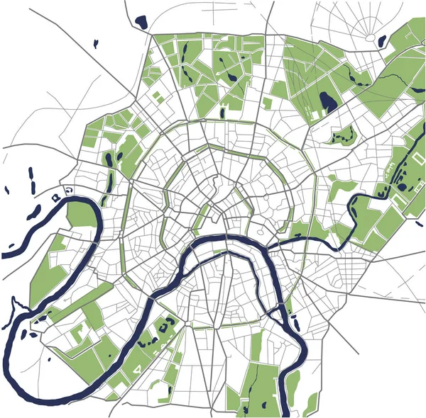 Kaart van de stad Moskou, Rusland — Stockvector