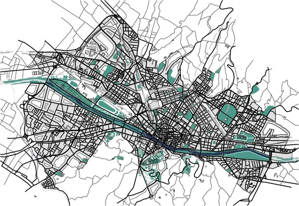 Cidade mapa de Florença, Itália — Vetor de Stock