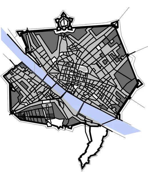 Peta Kota Florence, Italia - Stok Vektor