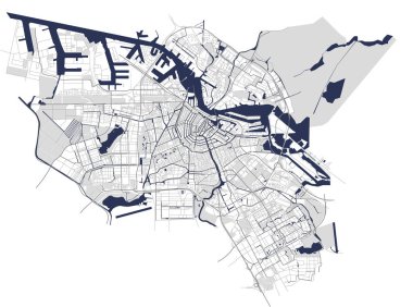 Amsterdam, Hollanda şehir haritası
