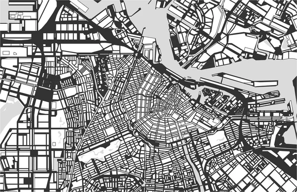 Cidade mapa Amsterdã, Países Baixos — Vetor de Stock