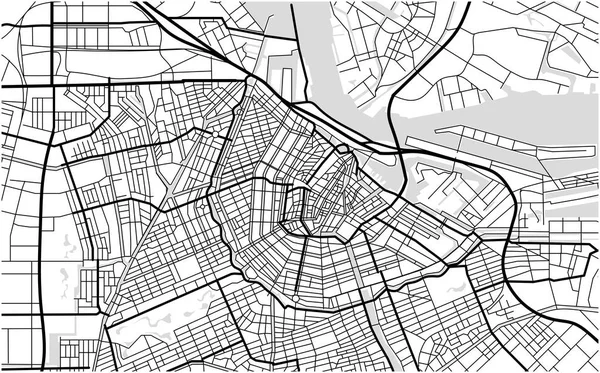 Stadskarta i Amsterdam, Nederländerna — Stock vektor