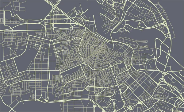 Cidade mapa Amsterdã, Países Baixos — Vetor de Stock