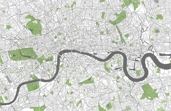 map of the city of London, Great Britain