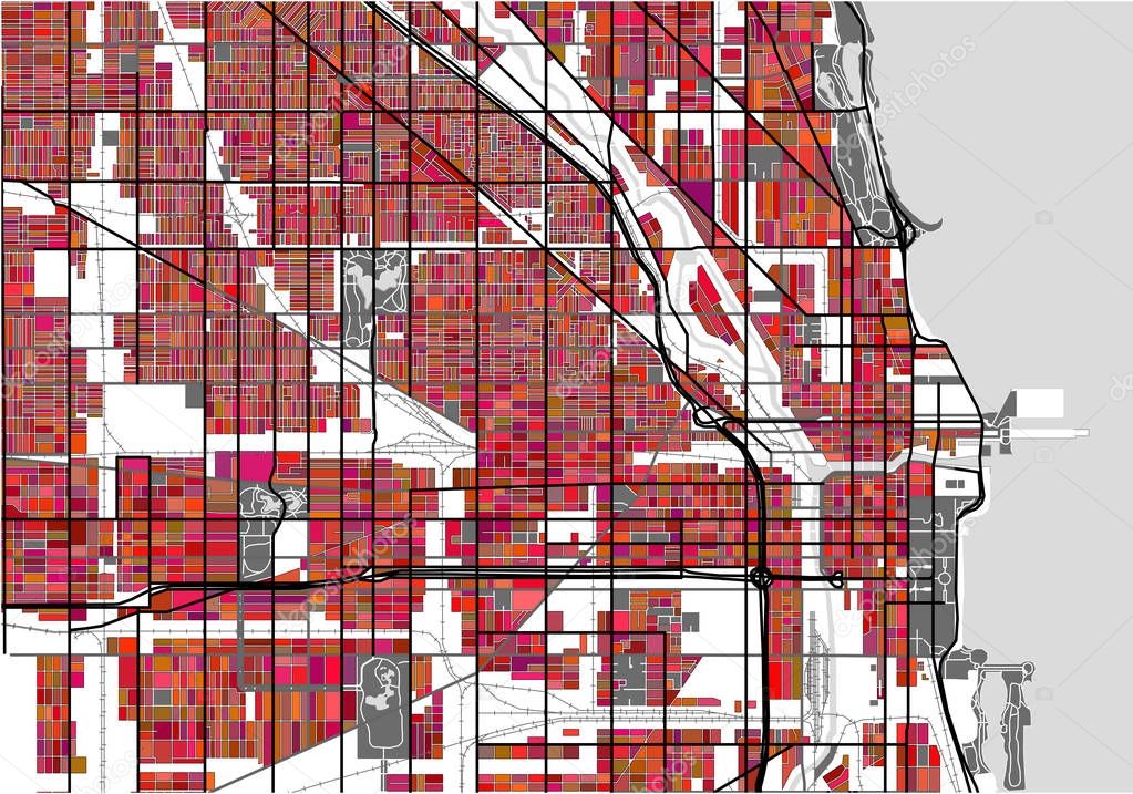 map of the city of Chicago, USA